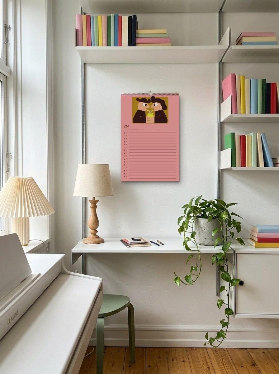 July page of the Mikkeller Wall Calendar 2027 in a home office